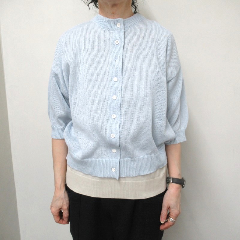 NOUVELLES DU PARADIS  WASHI 5分袖カーディガン /SAX70